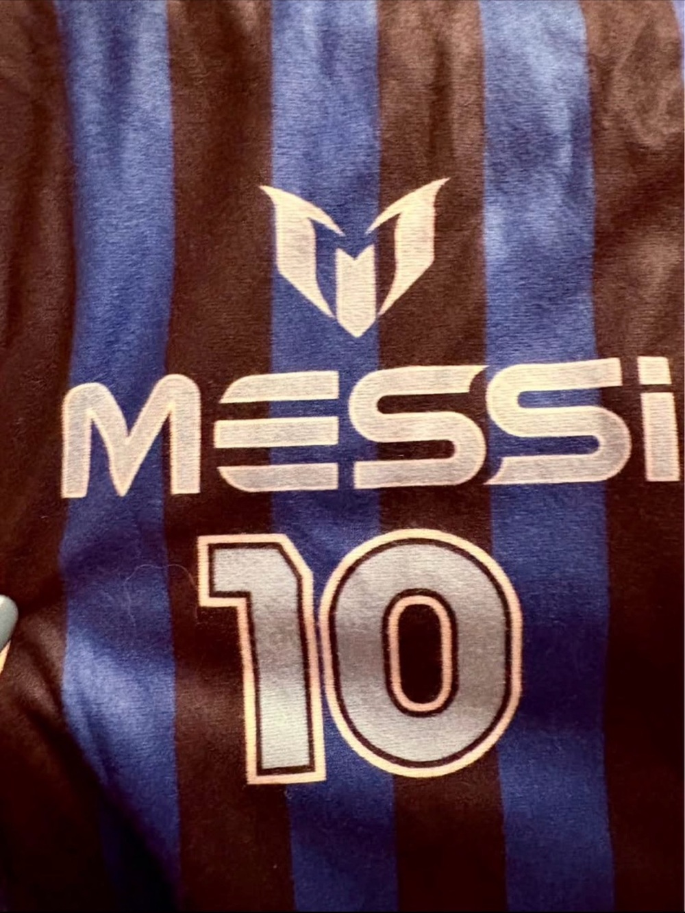 Blue and Black Striped Soccer PJ pants with Messi Tag